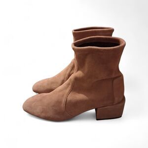 $650 Stuart Weitzman Sofia Block Heel Suede Sock Boots 9B ESPRESSO STRETCH 2021